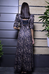Lycra Black Yellow Gown - Sufiza Lifestyle