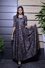 Lycra Black Yellow Gown - Sufiza Lifestyle