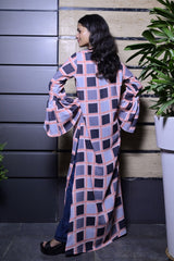 Georgette Check Print Shrug