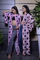 Georgette Check Pink Shrug