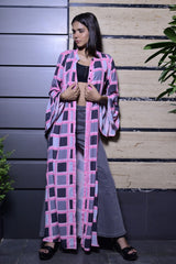 Georgette Check Pink Shrug