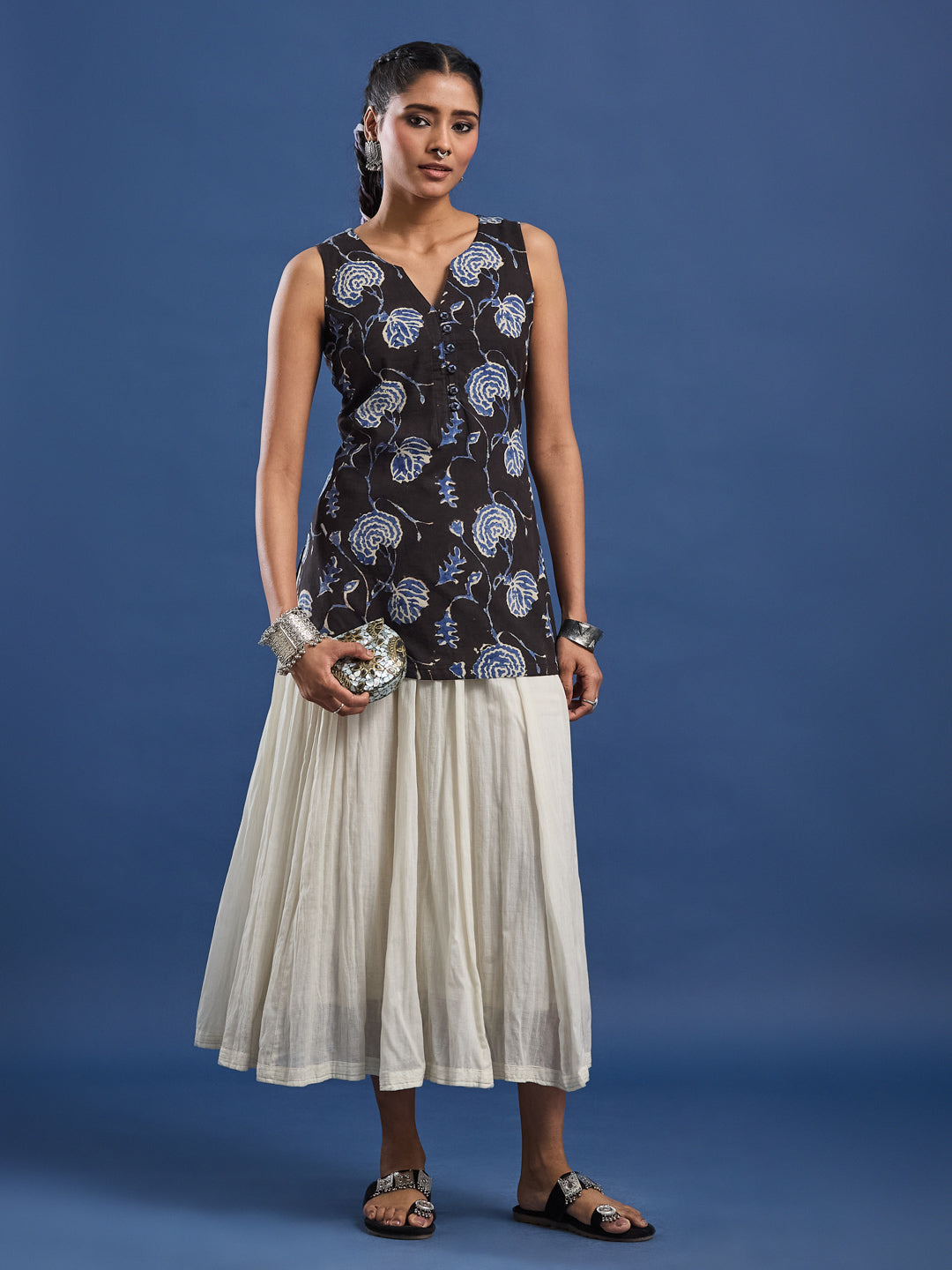 Women Hand Block Print Kurti , 100% Cotton Breathable fabric, Style with Plazzo, Denim and Skirt.