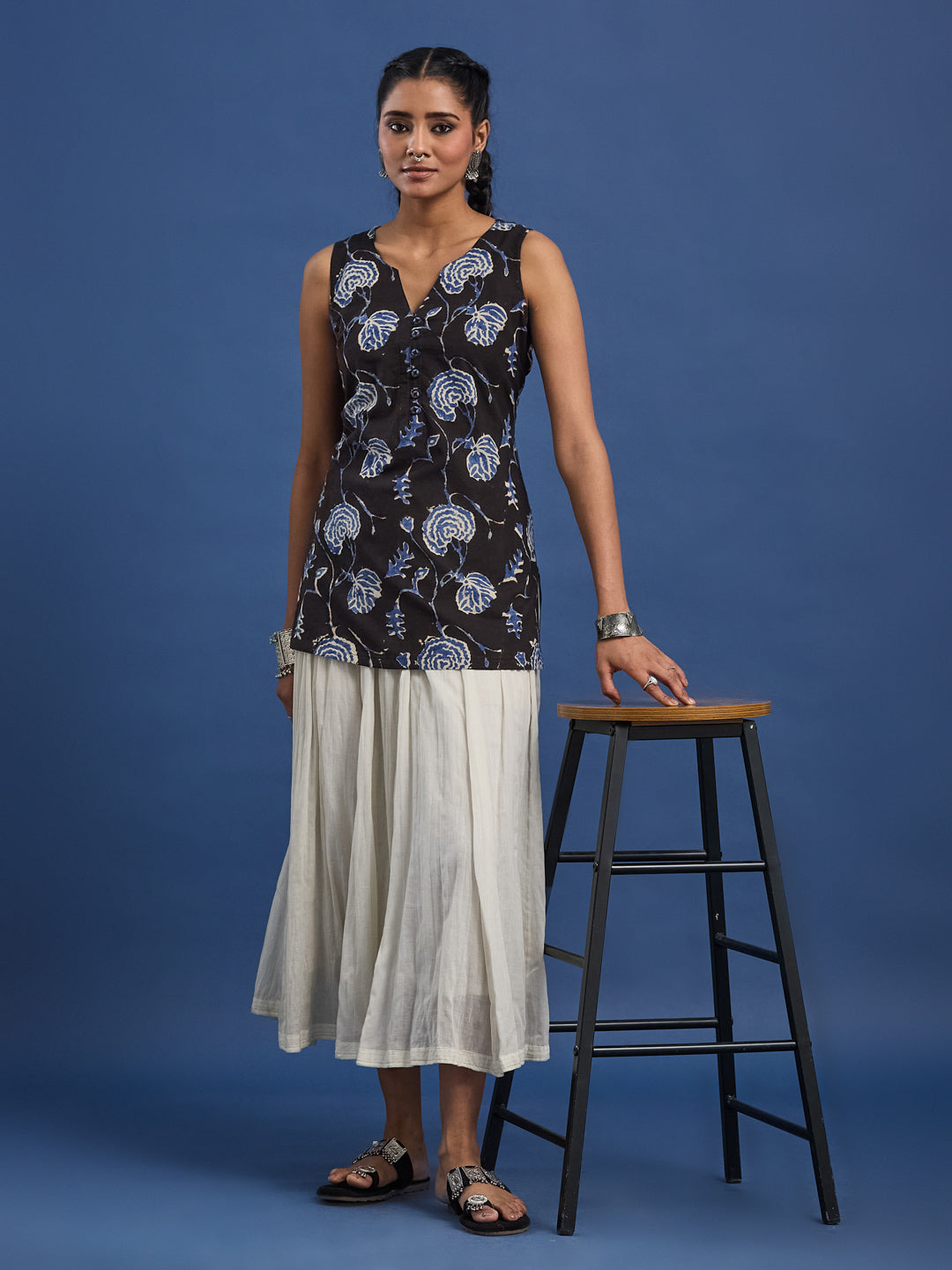 Women Hand Block Print Kurti , 100% Cotton Breathable fabric, Style with Plazzo, Denim and Skirt.