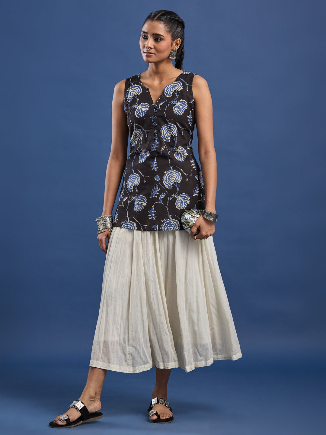 Women Hand Block Print Kurti , 100% Cotton Breathable fabric, Style with Plazzo, Denim and Skirt.