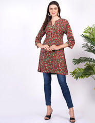 Kalamkari Red Color Zardosi Highlighted Kurti