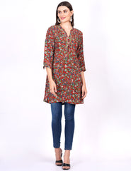 Kalamkari Red Color Zardosi Highlighted Kurti