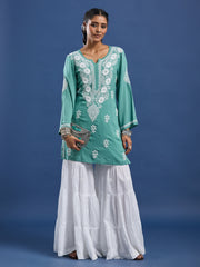Modal Cotton Green Chikankari Kurti