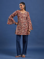 Hand Block Bagru Print Square Neck Pure Cotton Kurti-BPKU016