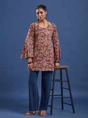 Hand Block Bagru Print Square Neck Pure Cotton Kurti-BPKU016