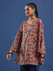 Hand Block Bagru Print Square Neck Pure Cotton Kurti-BPKU016