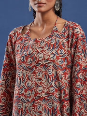 Hand Block Bagru Print Square Neck Pure Cotton Kurti-BPKU016