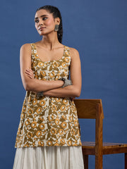 Hand Block Print Sleevless Short Women Wear Kurti - BPKU012