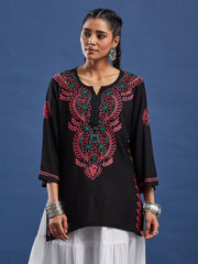Chikankari Black Cotton Kurti S1007