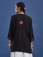 Chikankari Black Cotton Kurti S1007
