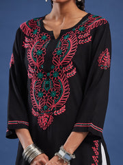 Chikankari Black Cotton Kurti S1007