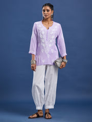 Modal Purple Color Chikankari Kurti