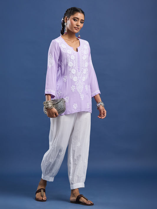 Modal Purple Color Chikankari Kurti