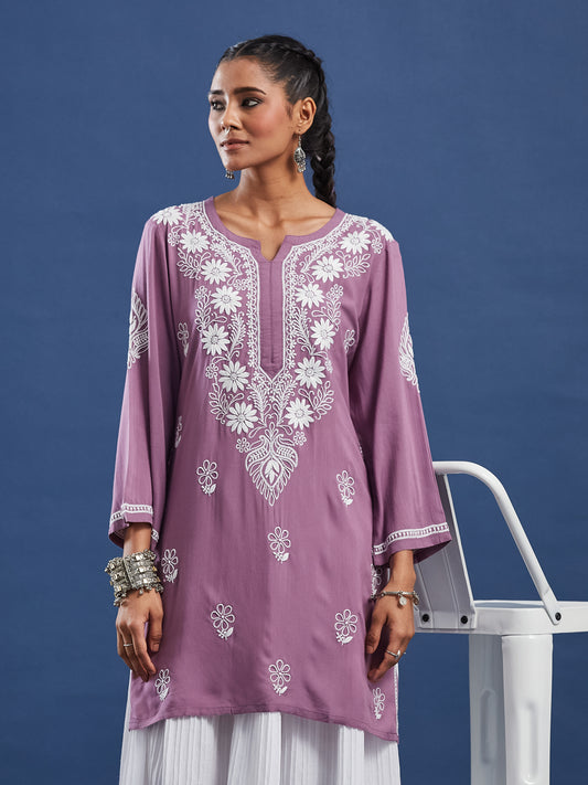 Modal Wine Color Chikankari Kurti