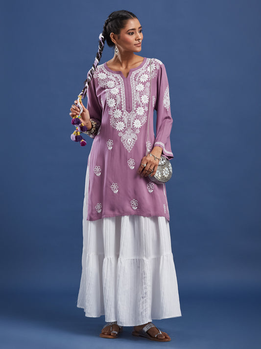 Modal Wine Color Chikankari Kurti