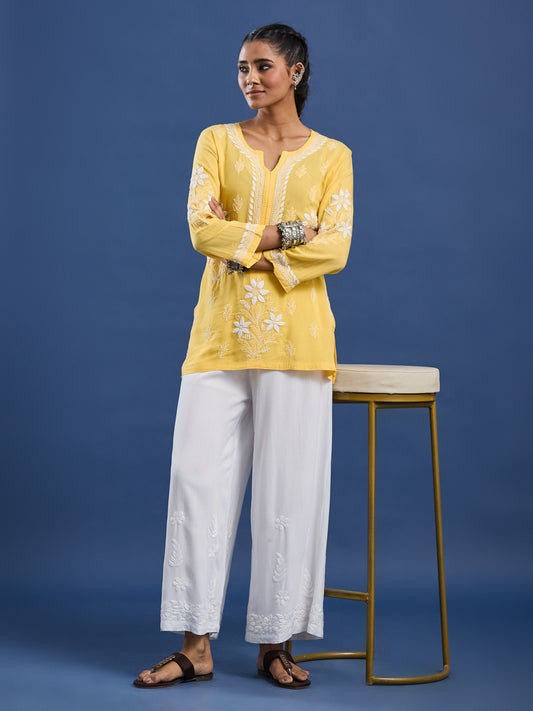 Modal Yellow Color Chikankari Kurti