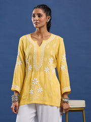 Modal Yellow Color Chikankari Kurti