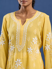 Modal Yellow Color Chikankari Kurti