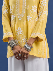 Modal Yellow Color Chikankari Kurti