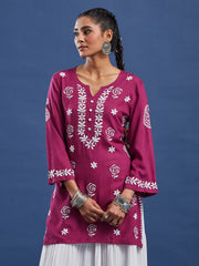 Modal Onion Color Chikankari Kurti