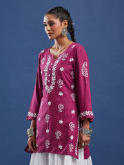 Modal Onion Color Chikankari Kurti