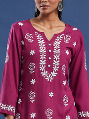 Modal Onion Color Chikankari Kurti