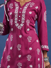 Modal Onion Color Chikankari Kurti