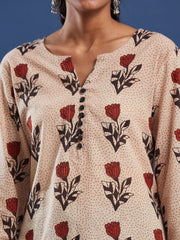 Hand Block Print Bagru Print Kurti, Cotton breathable fabric, Style with Skirt, Palazzo, Trouser and Denim. Collection for casual and office wear, Hand Crafted by Artisans.