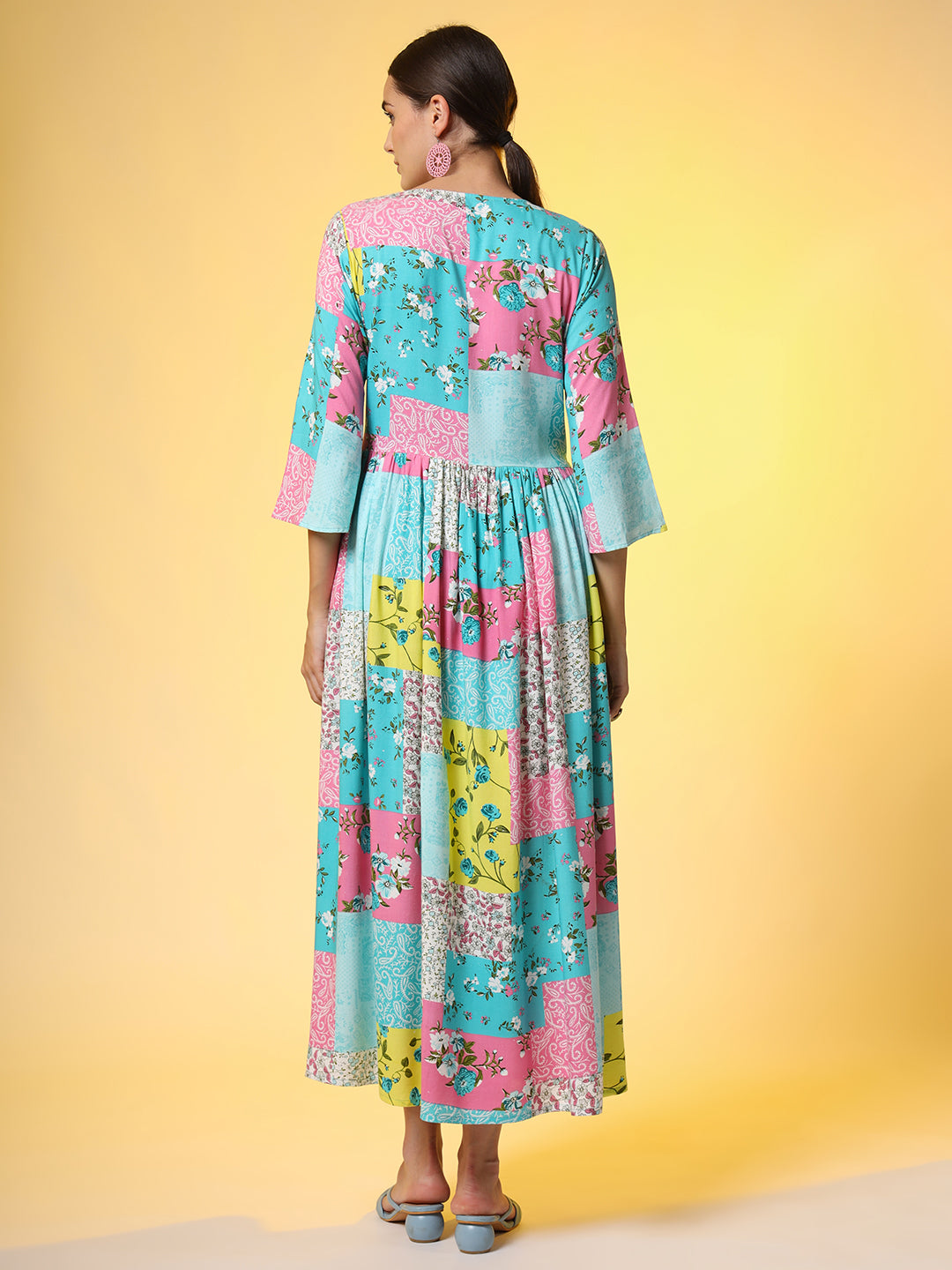 Full Length Western Dress  printed Viscose Cotton Fabric