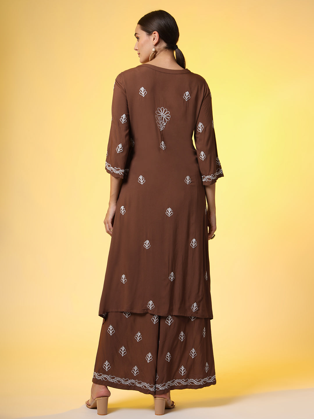 Brown Color Chikankari Co-Ord Set