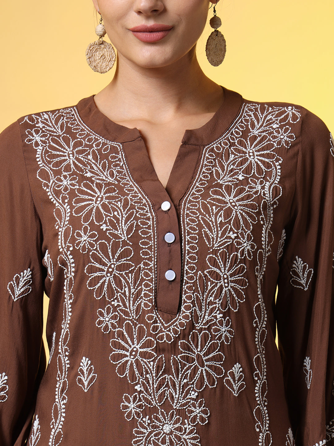 Brown Color Chikankari Co-Ord Set