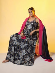 Viscose Rayon Foil Printed Dress With Dupatta