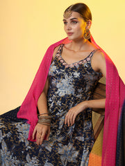 Viscose Rayon Foil Printed Dress With Dupatta