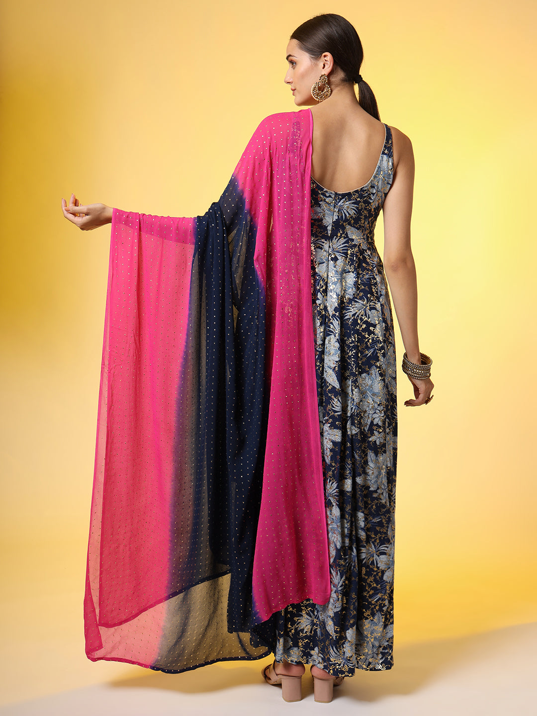 Viscose Rayon Foil Printed Dress With Dupatta