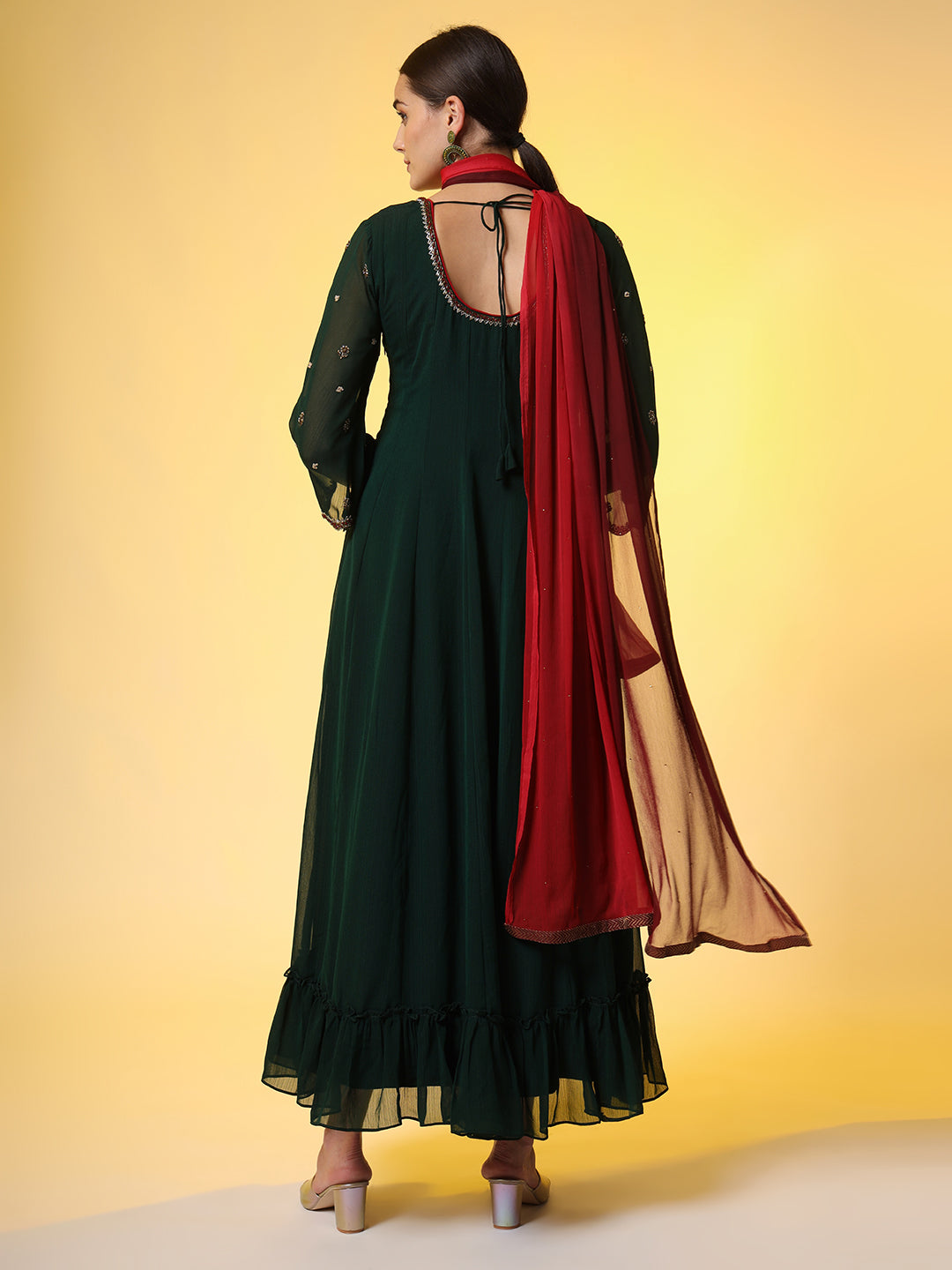 Hand Embroidery Georgette Ethnic Zardosi Dress