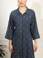 Indigo Blue Printed Color full length Dress - Sufiza Lifestyle
