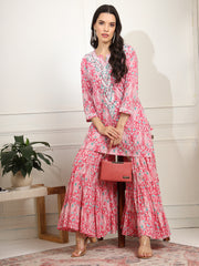 Block Print with Chikankari Kurta and Sharara