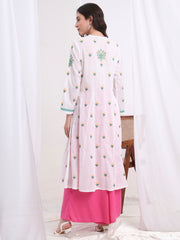 Chikankari White Cotton three color Kalidar Kurta S1003