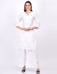 Muslin White Color Chikankari Kurti