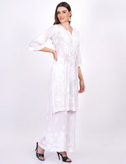 Muslin White Color Chikankari Kurti