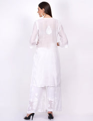 Muslin White Color Chikankari Kurti