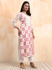 Hand Crafted Chikankari  Chanderi Kurta set