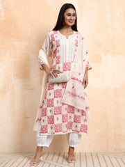 Hand Crafted Chikankari  Chanderi Kurta set