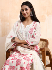 Hand Crafted Chikankari  Chanderi Kurta set