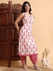 Hand Block Kurta Set  Check Dupatta