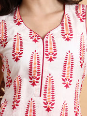 Hand Block Kurta Set  Check Dupatta